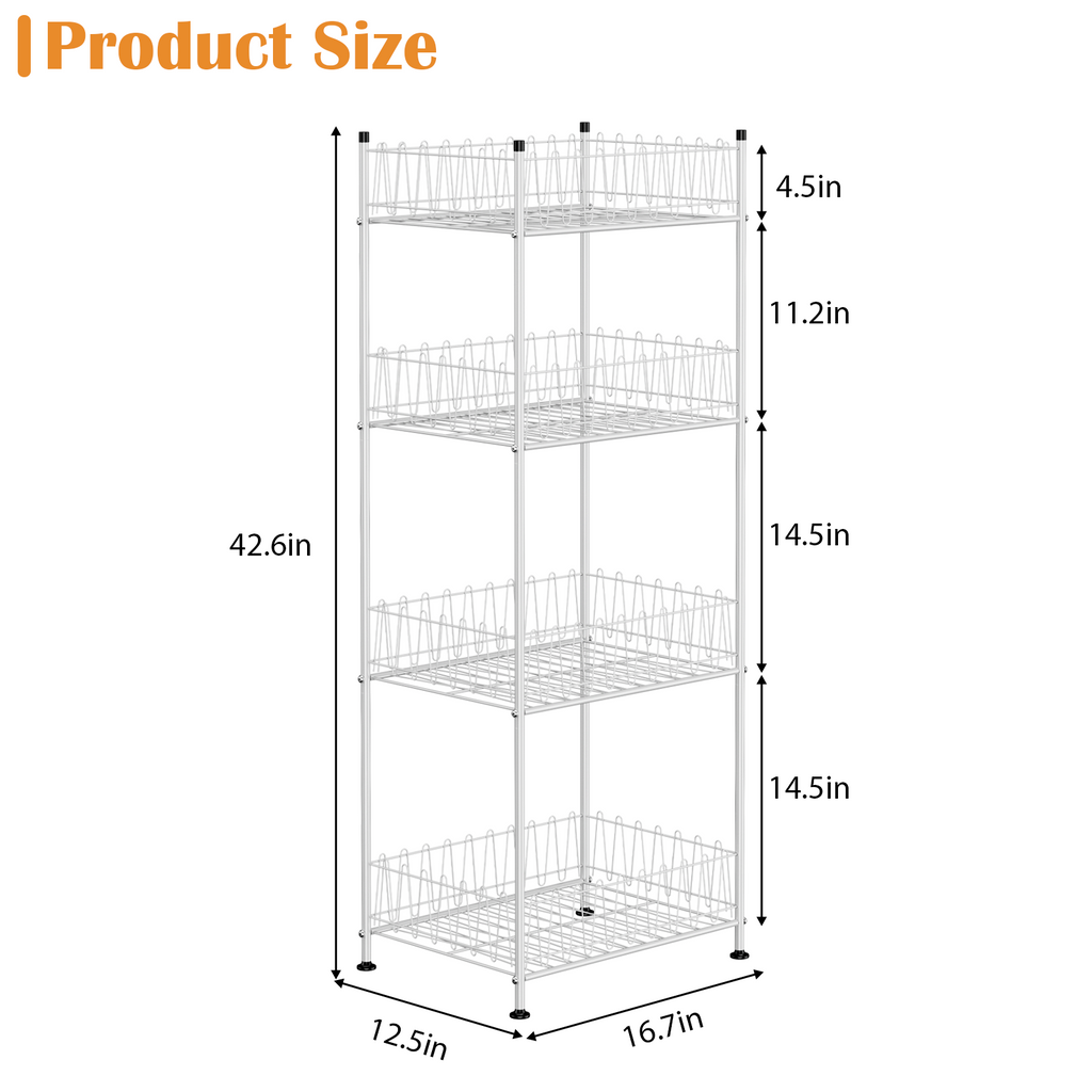 4-Tier Water Bottle Holder & Drink Can Shelf Organizer - Freestanding Vertical Storage, Silver