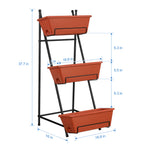 3-Tier Vertical Planter Stand with Drainage, Brick Red Elevated Garden Bed for Growing Herbs, Vegetables, and Flowers Outdoors