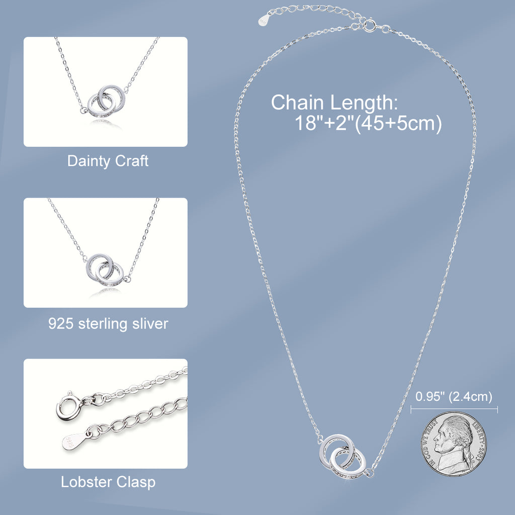 Elegant Interlocking Circle Link Chain in Shimmering Silver Tone