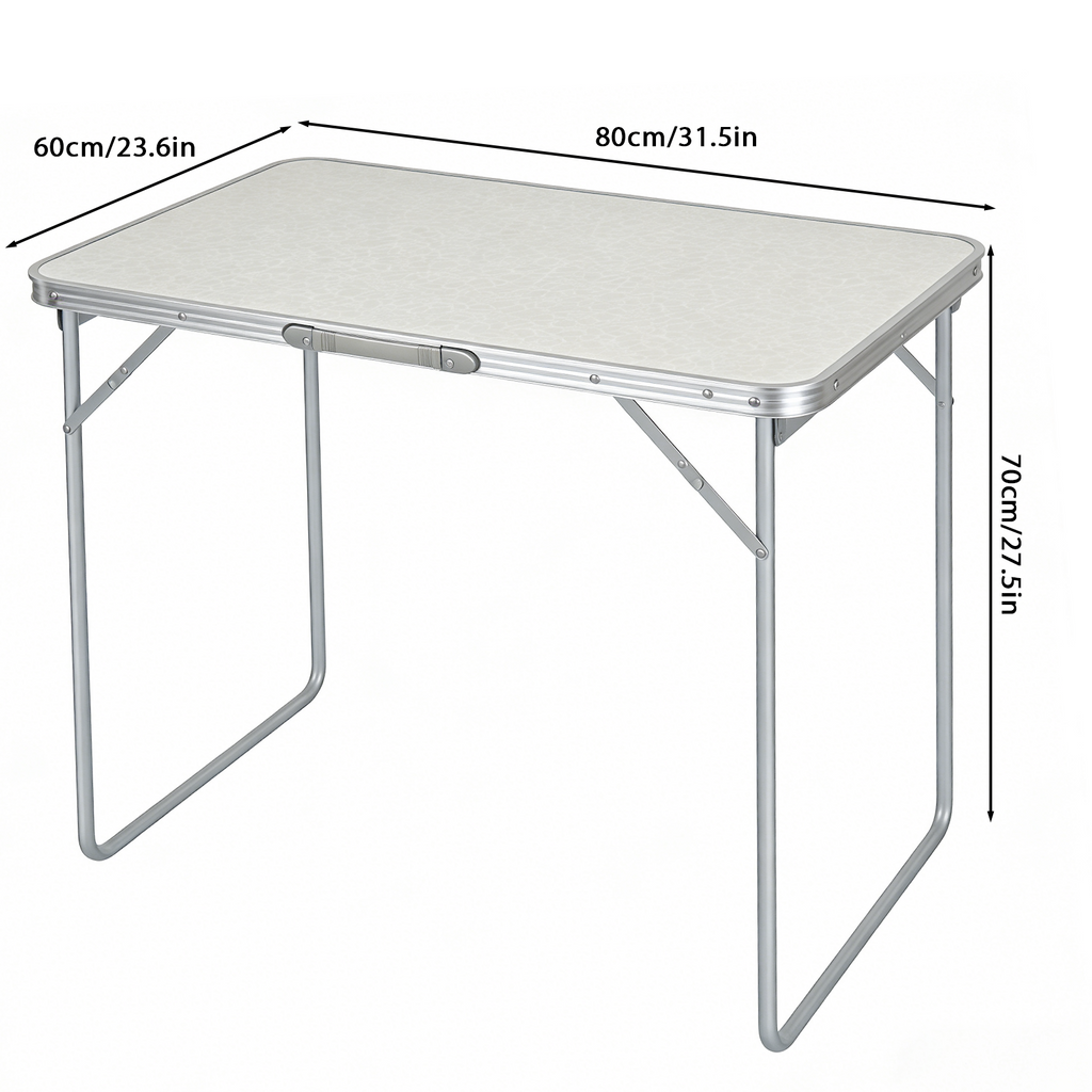31.5 Inch Folding Camping Table - Portable Heavy-Duty Aluminum Table with Handle, Foldable Utility Table for Indoor & Outdoor, Picnic, Party & Dining