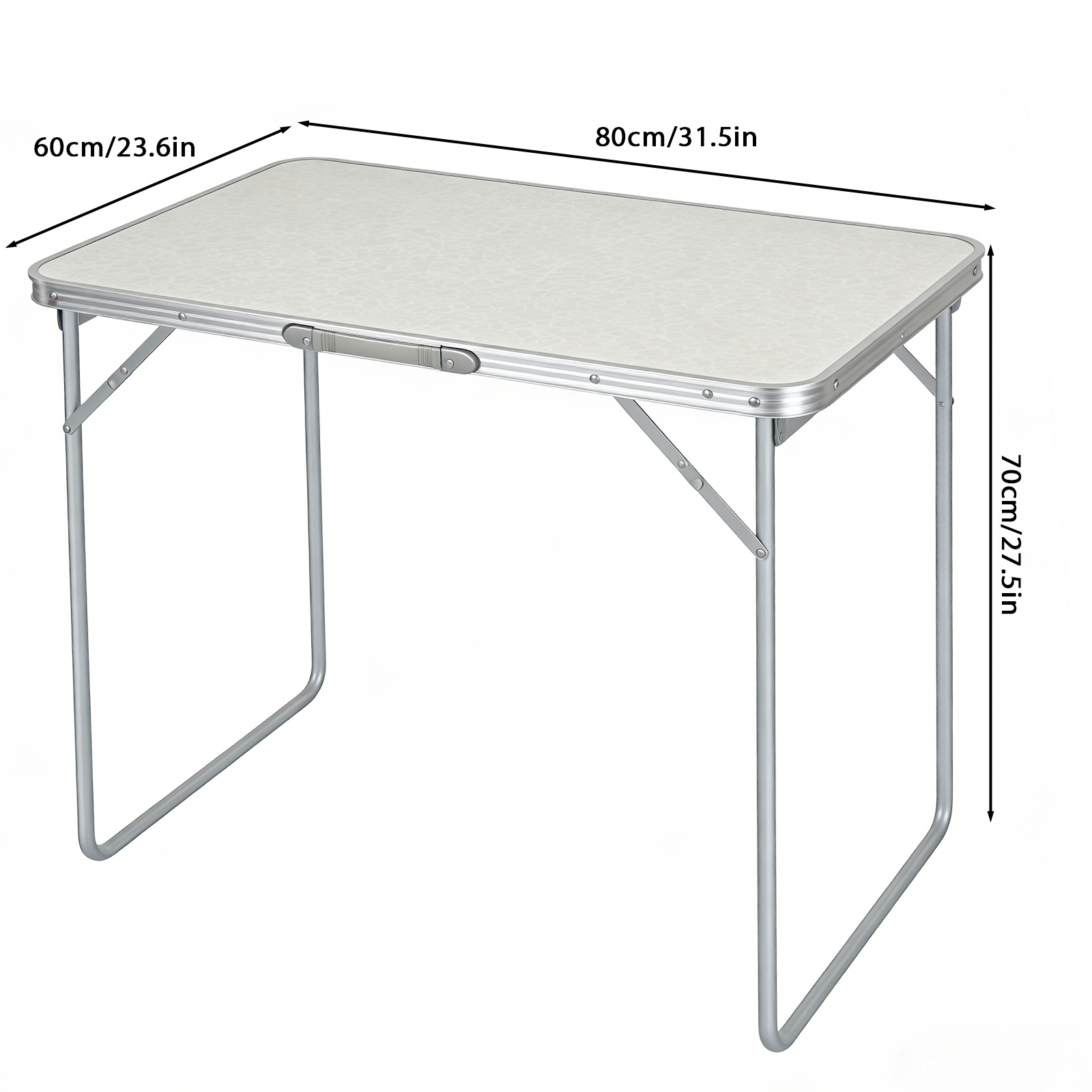 31.5 Inch Folding Camping Table - Portable Heavy-Duty Aluminum Table with Handle, Foldable Utility Table for Indoor & Outdoor, Picnic, Party & Dining
