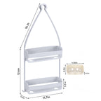 2 Tier Hanging Plastic Shower Shelves, Floating Shelves, Bathroom Shower Hanging Basket with Hooks and Soap Container