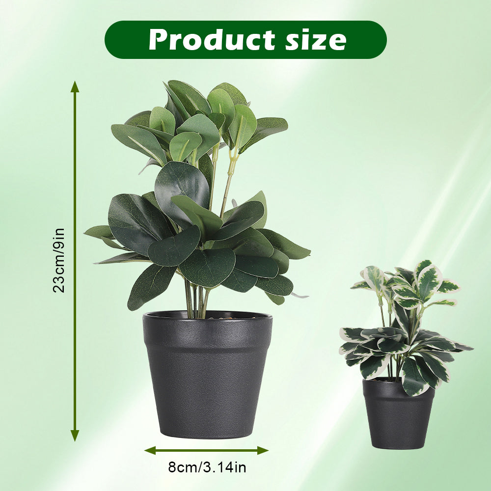2-Pack Artificial Potted Plants, Mini Plastic Faux Flower Greenery for Living Room Bedroom Office & Desktop Decoration