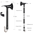 Professional Camping Axe with Multi-Tool Handle, Tactical Black Hatchet for Survival, Wood Chopping, and Outdoor Adventure,