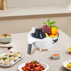 Multifunctional Vegetable Cutter with Draining Basket, 7-in-1 Manual Food Chopper, Slicer & Grater Set with Drain Bowl for Kitchen