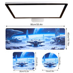 3-Piece Sci-Fi Space Station Desk Mat Set, Futuristic Galactic Mouse Pad & Cup Mat for Home Office