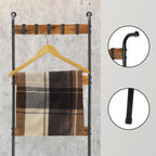 5-Tier Rustic Blanket Ladder - Wall-Leaning Towel Rack & Decorative Display Shelf w/ 10 Hooks, Brown