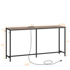 Modern Console Table with Charging Station, Outlet & Hooks - Narrow Long Entryway Table for Living Room, Foyer, Corridor (Skinny Couch Table Behind Sofa)