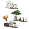 Modern Arched Floating Shelves Set of 3 - Gold Metal & Dark Wood Wall Shelves for Sophisticated Decor