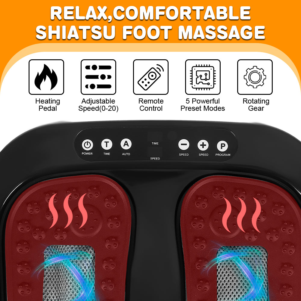 Electric Foot Massager with Heat - Deep Tissue Muscle Relaxation Machine - Portable Foot Hot Compress for Home & Office Use
