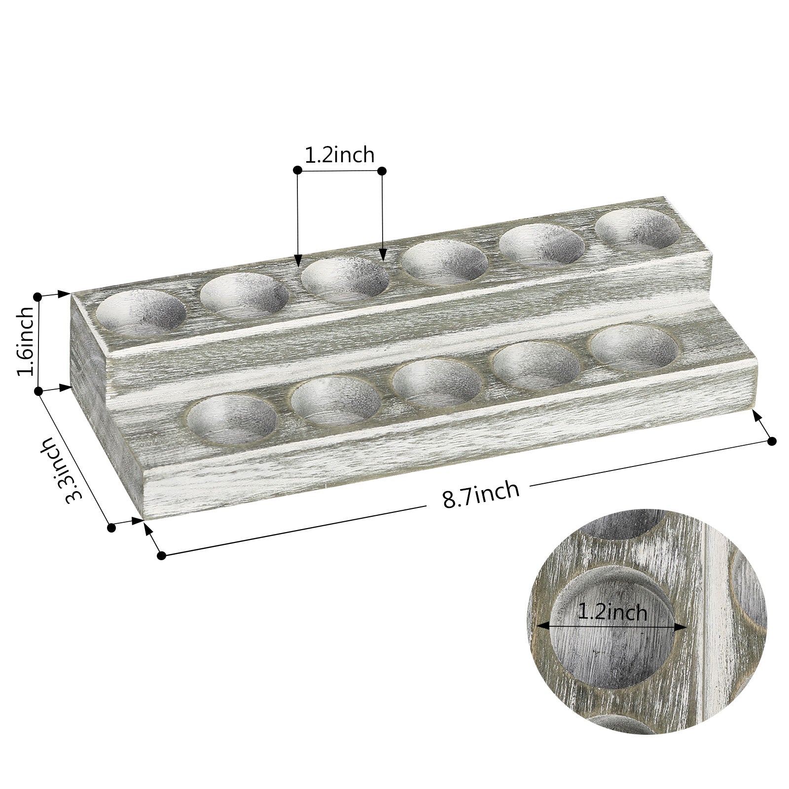 2-Pack Rustic Olive Green Wood Storage Racks for Essential Oils and Nail Polish, Fits 10ml, 15ml, and 20ml Bottles