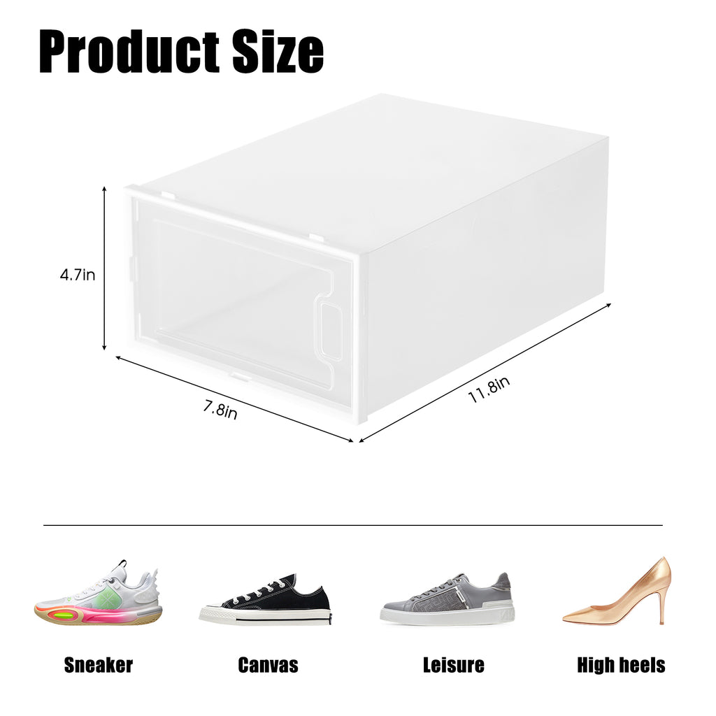 Set of 12 Stackable Clear Plastic Shoe Storage Bins with Lids, Versatile Sneaker and Closet Organizers