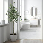 6FT Artificial Olive Tree - Lifelike Faux Potted Silk Tree with Realistic Trunk - Modern Home & Office Indoor Decoration