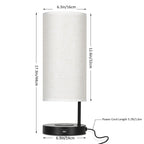 Set of 2 Bedside Nightstand Lamps with Integrated Wireless Charging, USB Port, and Linen Fabric Shades for Home and Office use.