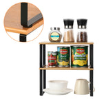 2-Pack Expandable Cabinet Shelf Organizers - Stackable Kitchen Counter & Pantry Shelves, Black Metal