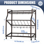 3-Tier Black Metal Spice Rack - Countertop Kitchen Organizer, Standing Jars & Bottle Storage Holder
