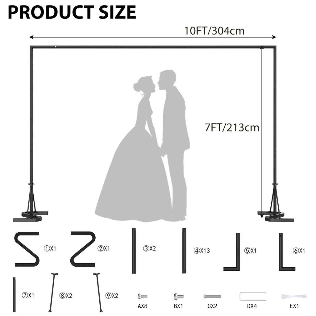 10-Foot Background Support Frame in Black Finish