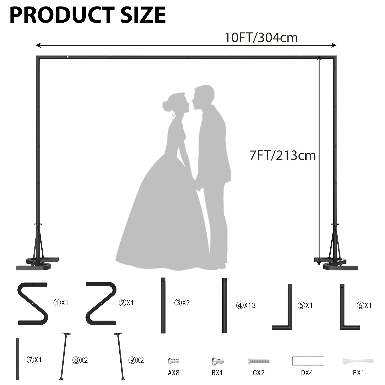 10-Foot Background Support Frame in Black Finish