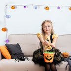 6.56ft 10 LED Halloween String Lights - Battery Operated Pumpkin, Skull & Eyeball Fairy Lights for Indoor/Outdoor Party Decor