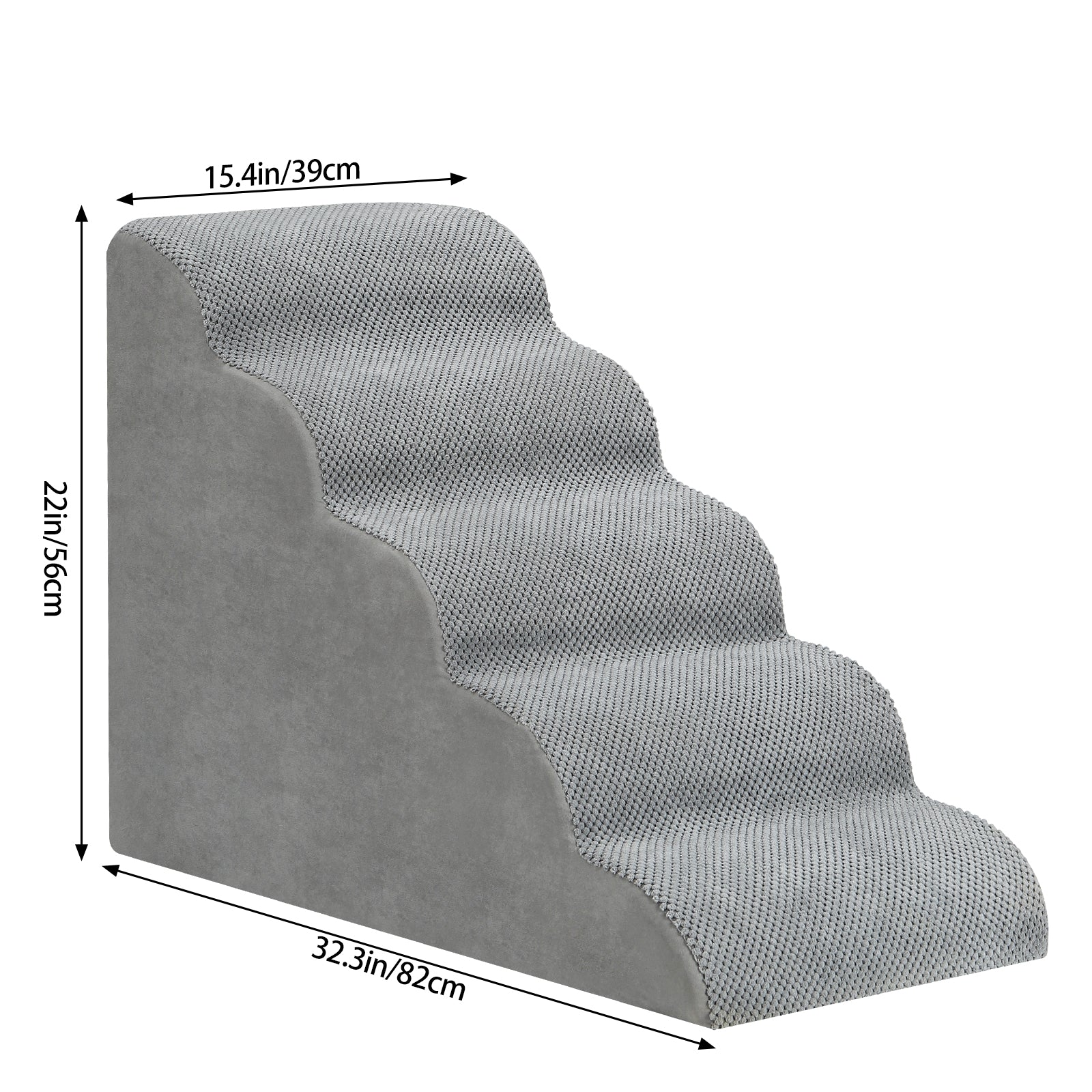 5-Step High Density Foam Pet Stairs - Non-Slip Dog Ramp for High Beds & Couches