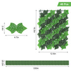 40-Pack Synthetic Sweet Potato Leaf Privacy Screen Panels, 12.6" x 16.5" Expandable Faux Greenery Wall Decor for Outdoor Garden, Balcony, and Patio