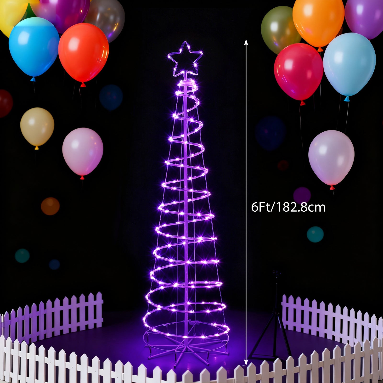 6ft Spiral LED Christmas Tree Outdoor Decorations - 16 Color Changing w/ Remote & Timer