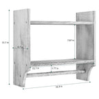 2-Tier Rustic Bathroom Shelf with Towel Bar for for Bathroom/Living Room/Kitchen/Bedroom, Wall Mounted Bathroom Shelf above Toilet Storage Cabinet, Gray-Green