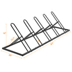 5-Bike Floor Parking Stand - Adjustable Free-Standing Storage Rack for Garage, MTB & Road Bikes
