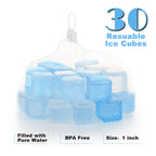 Reusable Ice Cubes 30 Count BPA Free Cooling Ice Squares, Reusable Freezer Ice for Cocktail Whiskey Drinks