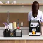 Countertop Coffee Station Organizer - 5-Compartment Coffee Bar Accessory Box for Pods & Condiments,