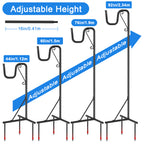 2-Pack 92-Inch Adjustable Shepherd Hooks - Heavy Duty Outdoor Garden Plant Hangers - Metal Bird Feeder Pole with 3-Prong Base for Lanterns