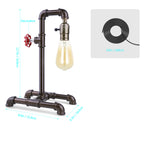 Retro Bronze Water Pipe Table Lamp with Red Valve， Steampunk Industrial Desk Lamp for Loft and Cafe Decor.