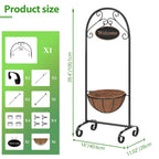 39.5inch Welcome Planter Basket Stand with Coco Liner - Hanging Metal Flower Stand - Decorative Sign for Porch & Entryway