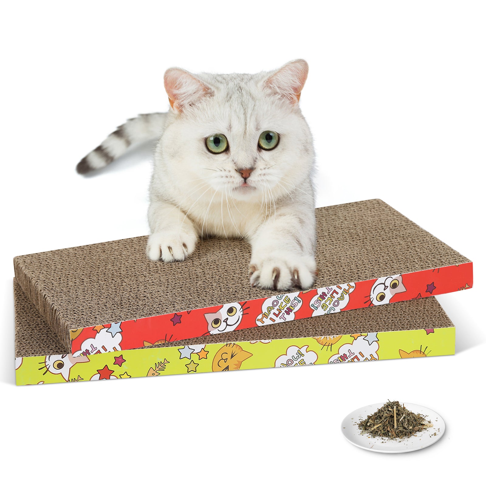 2-Pack Reversible Cat Scratcher Cardboard, Durable Corrugated Scratching Pad & Lounge for Cats