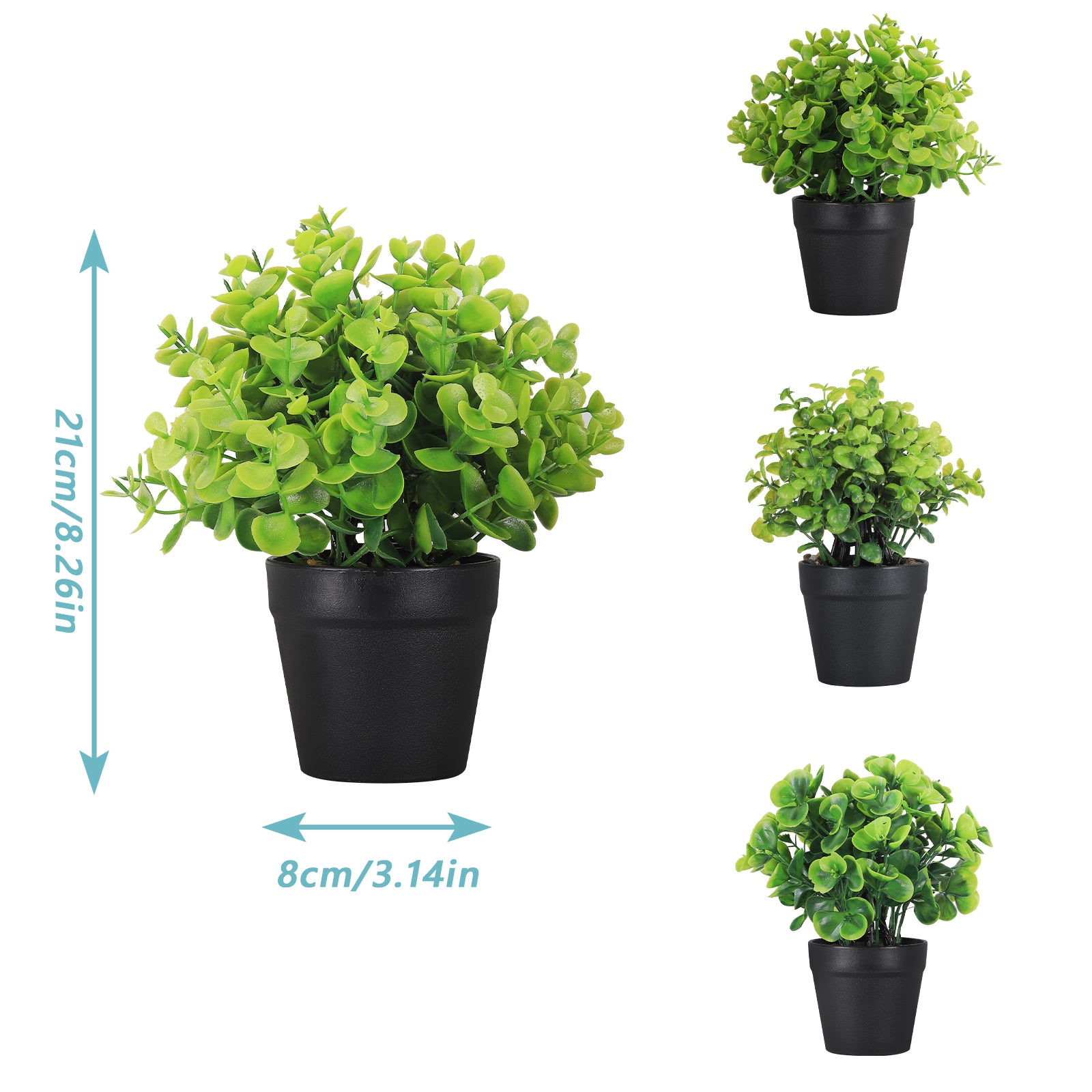 3-Piece Set Mini Artificial Plants, Realistic Faux Greenery Potted Plants for Indoor Outdoor Garden Patio & Holiday Decor