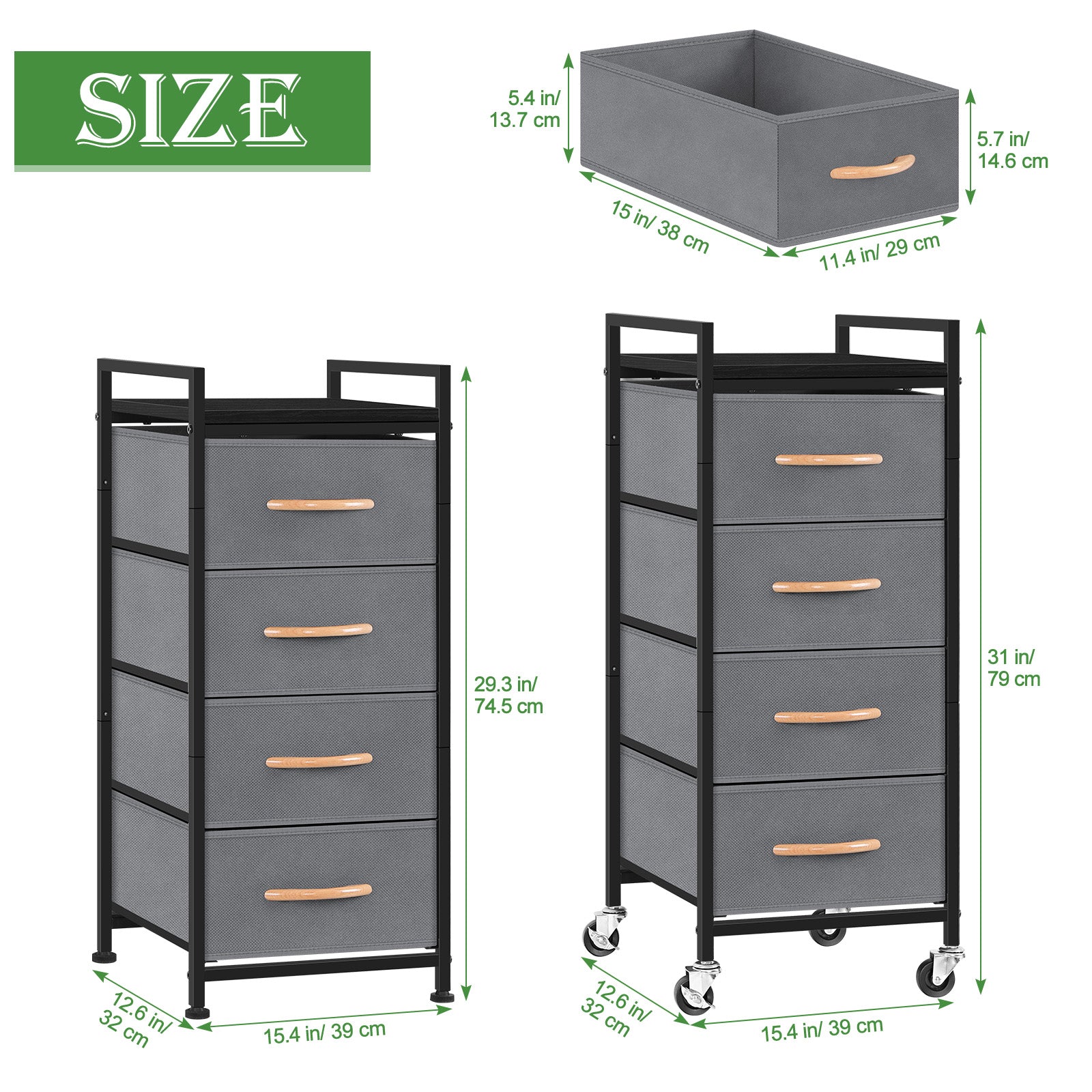 4-Drawer Fabric Chest of Drawers -Slim Tall Nightstand for Bedroom, Closet & Entryway
