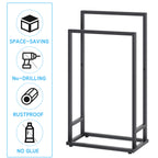 Matte Black Dual-Bar Towel Rack | Freestanding Hand Towel & Blanket Drying Stand