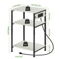 Bedside Table with Charging Station - 3-Tier Nightstand with USB Ports & Power Outlets