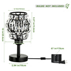 Pair of Petite Onyx Crystal Nightstand Lights with Refined Glass Shades and Robust Metallic Foundations for Lounges and Guest Rooms (Bulbs Excluded)