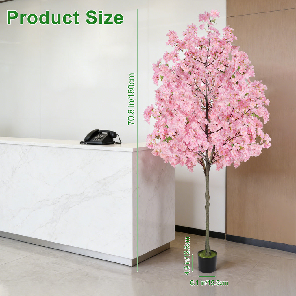 Sakura Dream 6ft Artificial Cherry Blossom Tree | Lifelike Faux Silk Plant in Nursery Pot