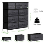 10-Drawer Fabric Storage Dresser - Large Chest of Drawers with Wood Top for Nursery & Entryway