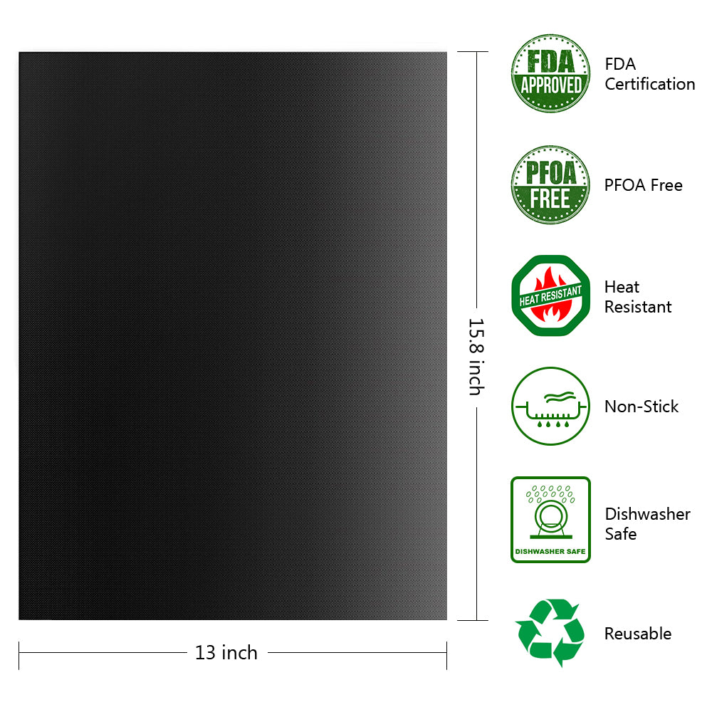 Grill Mats Baking Cooking Sheet Liner Reusable Barbecue Grilling Accessories Non-Stick Heavy Duty Suitable for Gas Charcoal Electric Grill 5 Pack