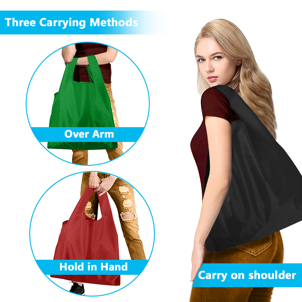 10Pcs Foldable Reusable Shopping Bags, 50lbs Heavy Duty Washable Grocery Tote Bags, Multiple Colors Portable Eco Totes for Travel Shopping Picnic