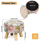 Round Storage Ottoman w/ Reversible Tray Lid - Upholstered Footrest Pouf for Living Room/Dorm, Red