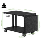 2-Tier Mobile Printer Stand with Storage - Under Desk Rolling Printer Cart with Wheels, Space-Saving Office Organizer for Scanners & Supplies