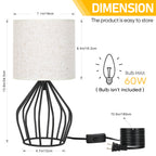 Aura Cage Bedside Lamp | Modern Minimalist Accent Light with Linen Shade