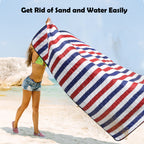 Waterproof Portable Camping and Beach Blanket with Red and Blue Stripes for Outdoor Picnics, Lawn Events, and Concerts