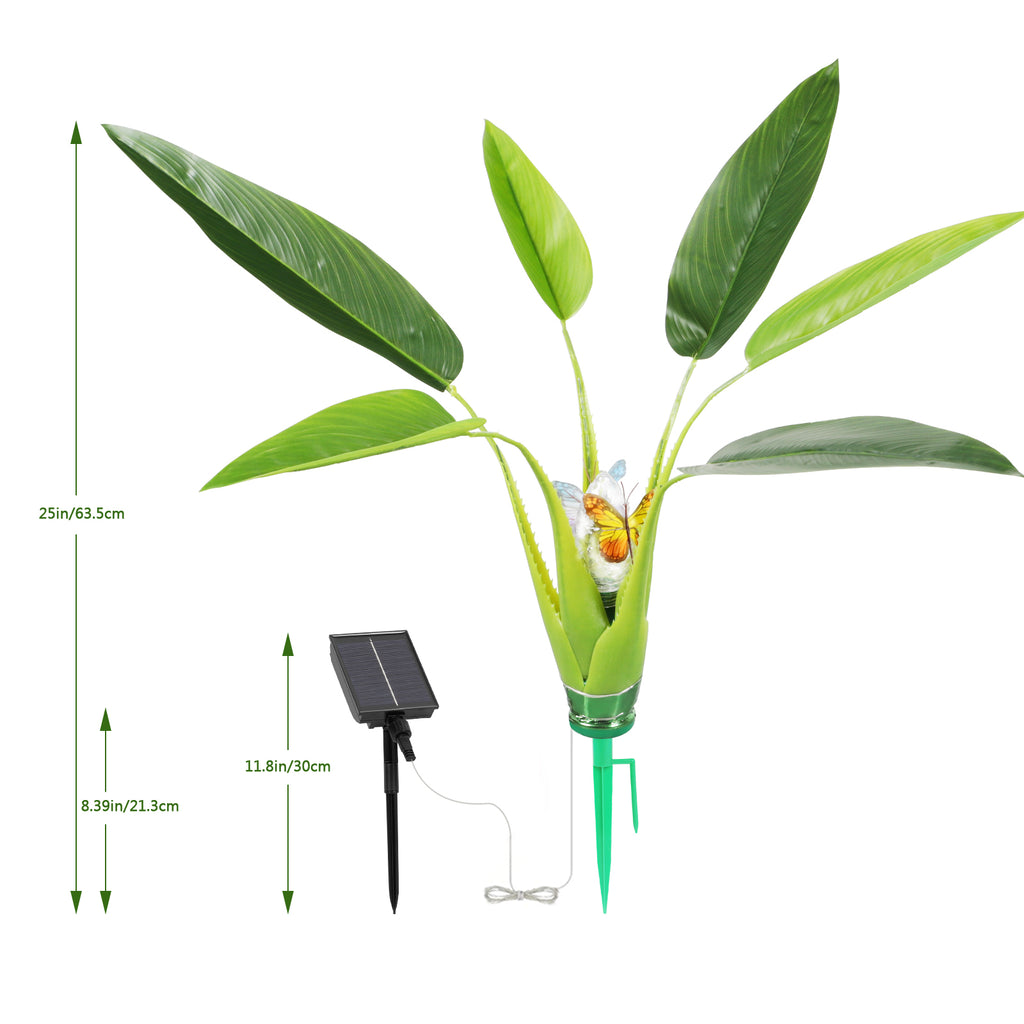 2pcs Solar Palm Simulation Plant, 8 Kinds of Lighting Mode, Suitable for Courtyard and Other Festive Decoration Courtyard Courtyard Garden Sidewalk Landscape