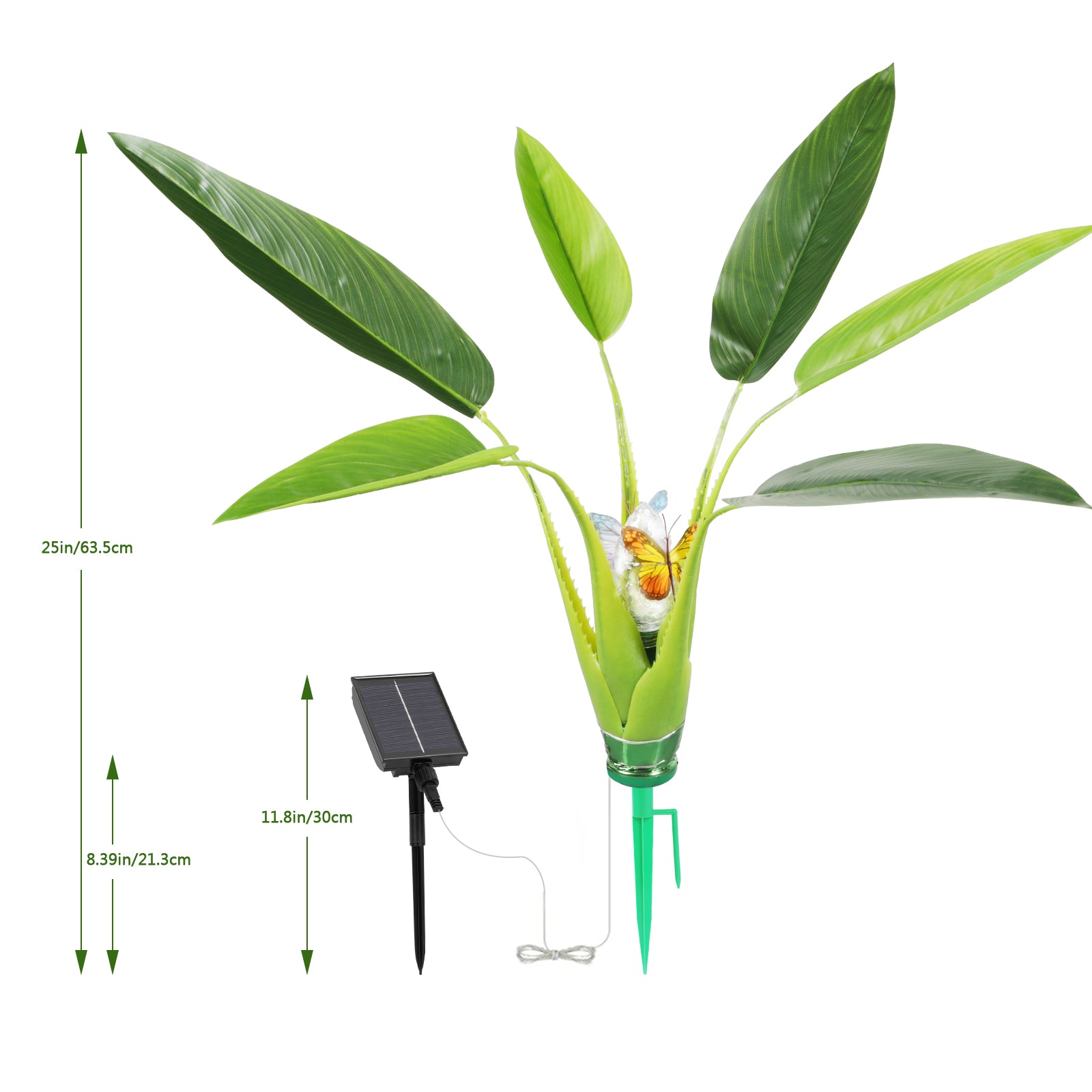 2pcs Solar Palm Simulation Plant, 8 Kinds of Lighting Mode, Suitable for Courtyard and Other Festive Decoration Courtyard Courtyard Garden Sidewalk Landscape