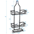 With 4 hooks, shower organizer rack, bathroom hanging shower box, rust resistant and waterproof shower storage rack for shampoo, conditioner, soap, bath sponge, black